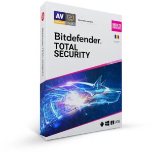 Licenta retail Bitdefender Total Security - protectie anti-malwarecompleta pentru Windows, macOS, iOS si Android, valabila pentru 1 an, 5 dispozitive