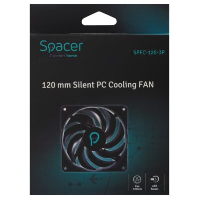 Ventilator Spacer 120x120x25mm, 1600 RPM, 3-pin, fara led, negru