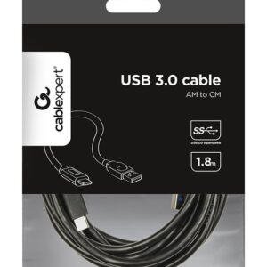 Cablu Gembird USB 3.0 la USB Type-C (AM/CM), 1.8m, Negru, CCP-USB3-AMCM-6
