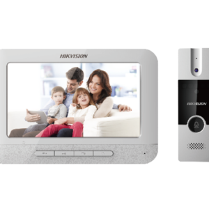 Set videointerfon color Hikvision DS-KIS202T; montaj pe 4fire; setulesteformat din post exterior DS-KB2411-IM si monitorinteriorDS- KH2220