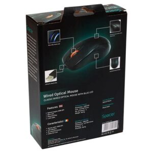 Mouse Spacer optic cu fir USB, 1000 DPI, 3 butoane, negru, SPMO-F01