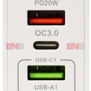 Incarcator retea Spacer Cinque QC 38W cu 5 porturi USB si USB Type-C alb